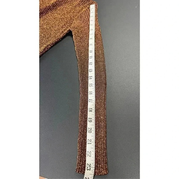 Joseph A Womens Brown Gold Vintage Ribbed Knit Mock Neck Pullover Sweater Medium - Picture 9 of 12